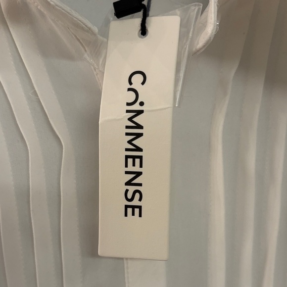 Commense White Pleated Button Down Shirt - Picture 2 of 6